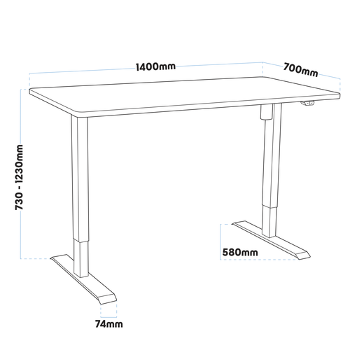 Dellonda White Electric Height Adjustable Standing Desk, 1400 x 700mm Dual Motor 100kg