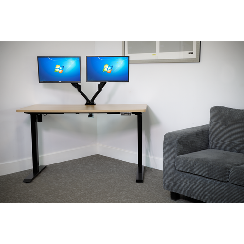 Dellonda Oak Electric Adjustable-Height Standing Desk with Memory, Quiet & Fast 1400 x 700mm