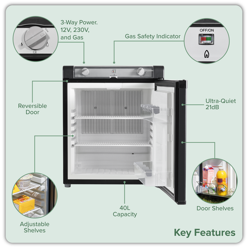 Dellonda 3-Way Fridge 40L