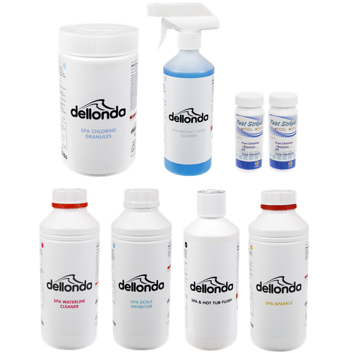 Dellonda Hot Tub/Spa Master Kit with 6 Chemicals & Test Strips