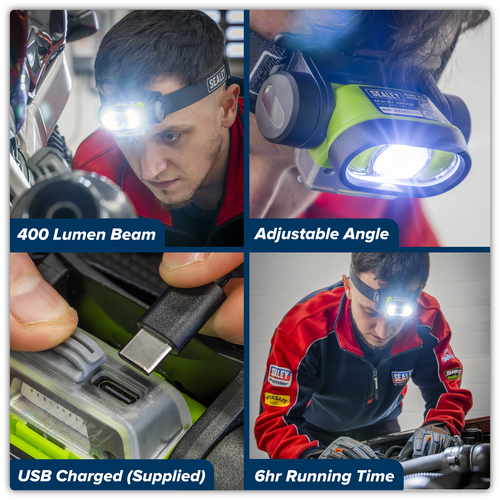 Rechargeable Head Torch with Auto-Sensor 5W & 3W COB LED