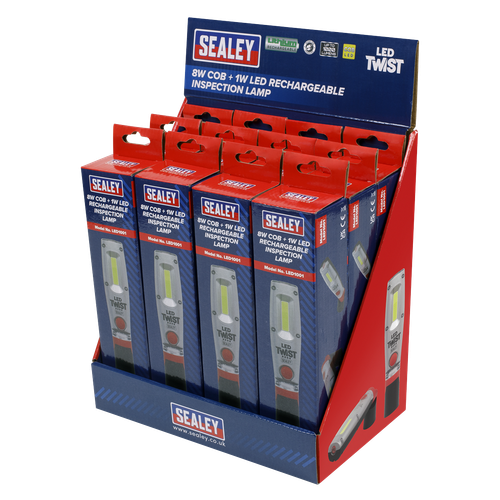 LED Twist Rechargeable Inspection Light 8W - Display Box of 12