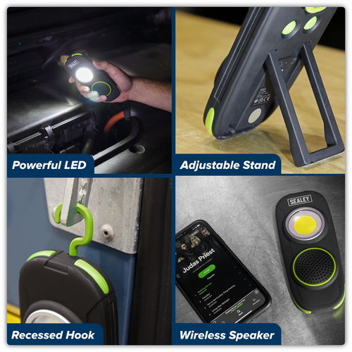 Rechargeable Torch with Wireless Speaker 10W COB LED - Display Box of 10