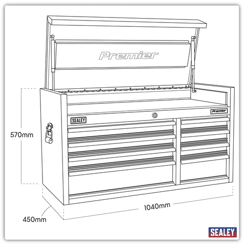 Premier™ Heavy-Duty Extra-Wide Topchest 8 Drawer 1040mm - Black