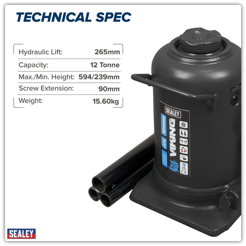 Viking Telescopic Bottle Jack 12 Tonne