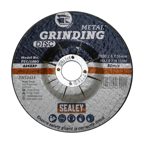 100 x 6mm Grinding Disc 16mm Bore