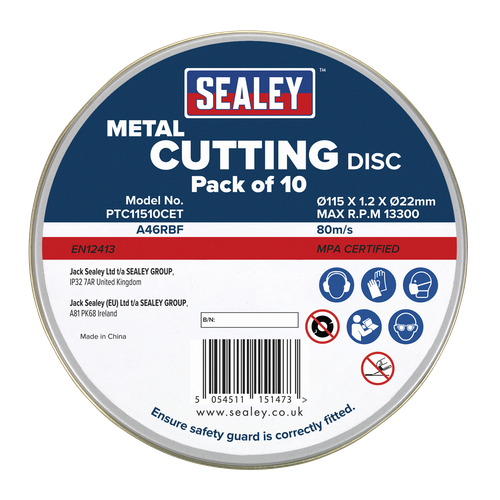 115 x 1.2mm Cutting Disc 22mm Bore - Pack of 10