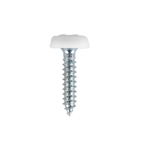 Numberplate Screw with Plastic Enclosed Head 4.8 x 24mm, White - Pack of 50