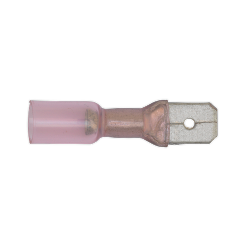 Heat Shrink Push-On Male Terminal 6.3mm, Red - Pack of 25