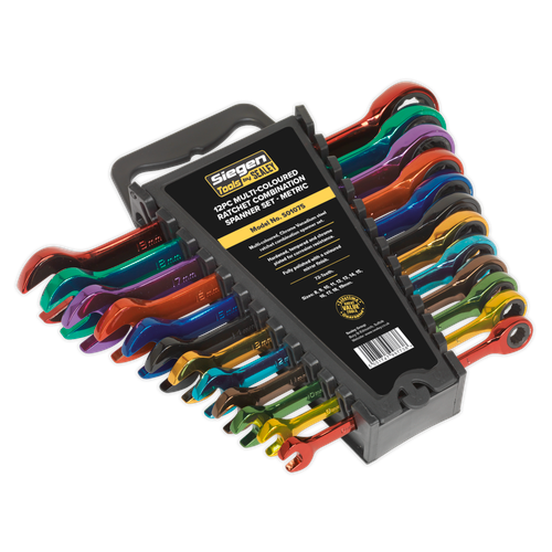 Siegen Multi-Coloured Combination Ratchet Spanner Set 12pc