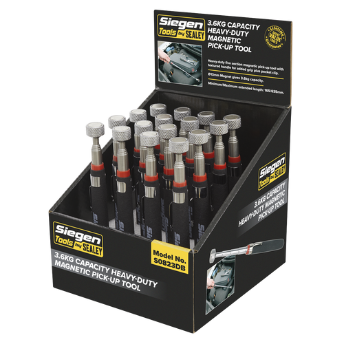 Siegen Heavy-Duty Magnetic Pick-Up Tool 3.6kg Capacity - Display Box of 16