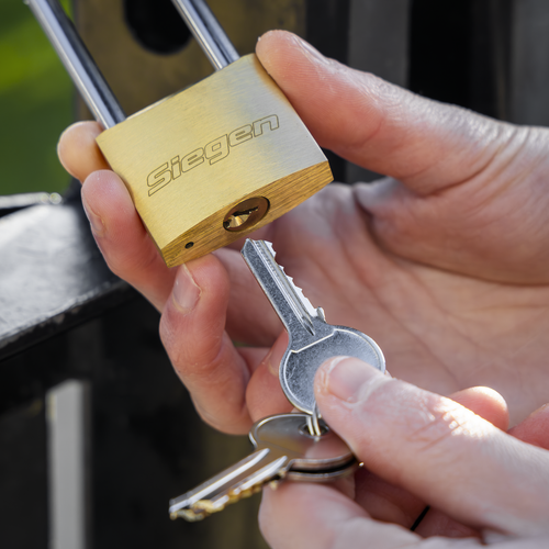 Siegen Brass Body Padlock with Brass Cylinder Long Shackle 40mm