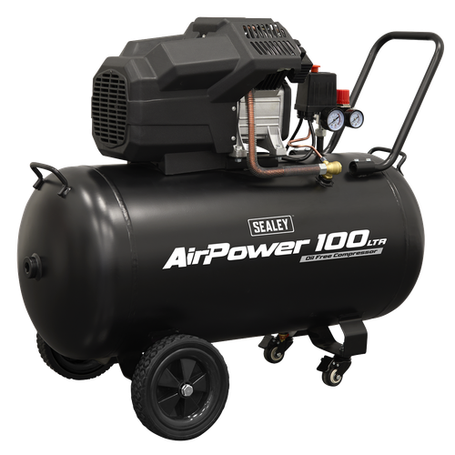 Air Compressor 100L V-Twin Oil Free Direct Drive 3hp