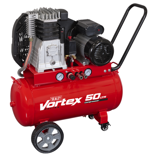 50L Belt Drive Air Compressor with Cast Cylinders & Wheels 3.5hp