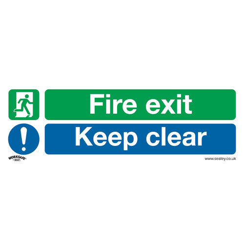 Worksafe® Fire Exit Keep Clear Safety Sign, Self-Adhesive Vinyl - Pack of 10