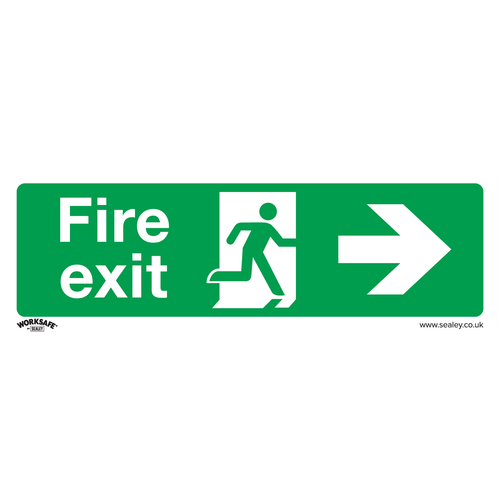 Worksafe® Fire Exit (Right) Safety Sign, Rigid Plastic - Pack of 10