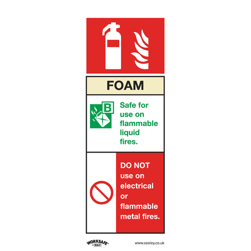 Worksafe® Foam Fire Extinguisher Safety Sign, Self-Adhesive Vinyl - Pack of 10