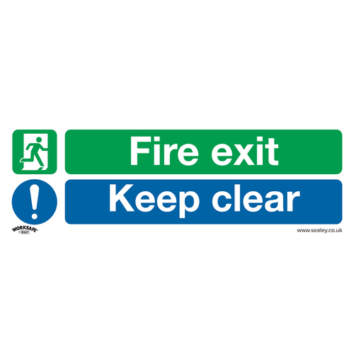 Worksafe® Fire Exit Keep Clear (Large) Safety Sign - Self-Adhesive Vinyl