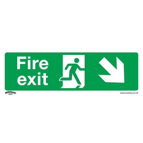 Worksafe® Fire Exit (Down Right) Safety Sign - Rigid Plastic
