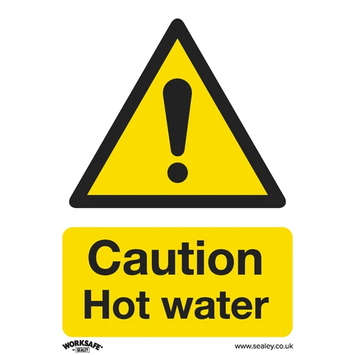 Worksafe® Caution Hot Water Safety Sign- Rigid Plastic