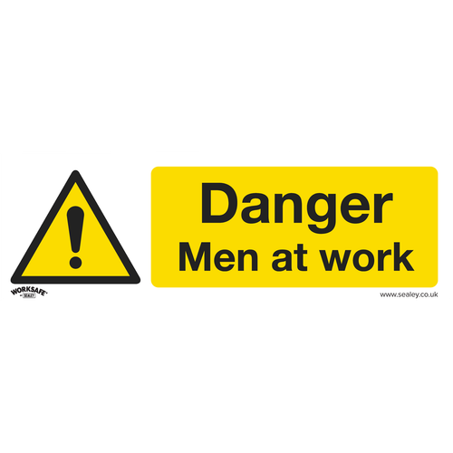 Worksafe® Danger Men At Work Safety Sign - Self-Adhesive Vinyl