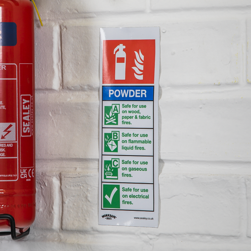 Worksafe® Powder Fire Extinguisher Safety Sign - Self-Adhesive Vinyl