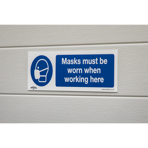 Worksafe® Masks Must Be Worn Safety Sign - Self-Adhesive Vinyl