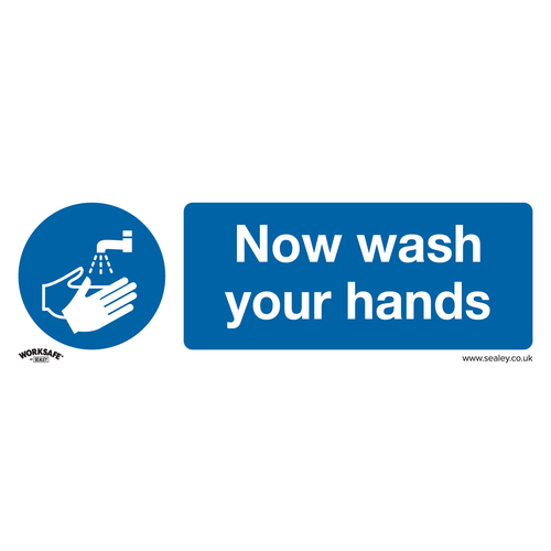 Worksafe® Now Wash Your Hands Safety Sign - Self-Adhesive Vinyl