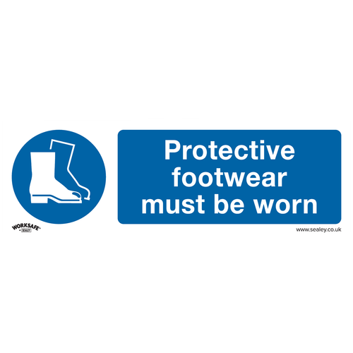 Worksafe® Protective Footwear Must Be Worn Safety Sign, Rigid Plastic - Pack of 10