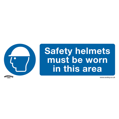 Worksafe® Safety Helmets Must Be Worn In This Area Safety Sign - Self-Adhesive Vinyl