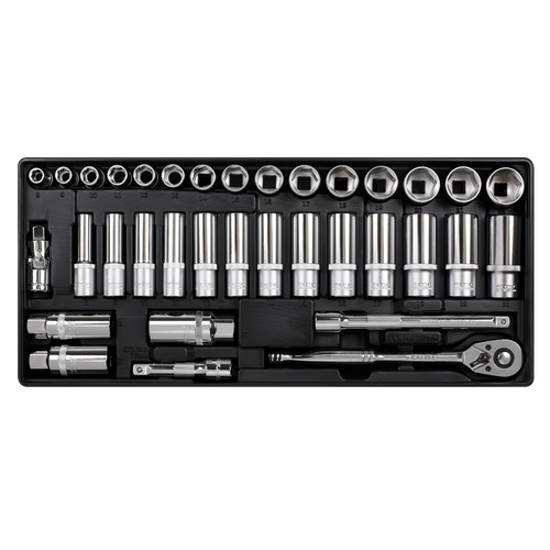 Premier Socket Set with Tool Tray 3/8"Sq Drive 35pc