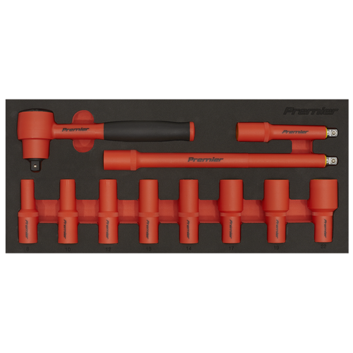 Premier Insulated Socket Set with Tool Tray 3/8"Sq Drive 11pc - VDE Approved