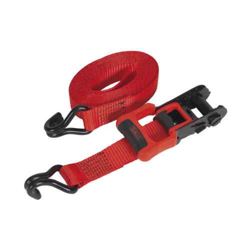 Ratchet Straps Polyester Webbing with J-Hooks 32mm x 4.9m 1200kg Breaking Strength - 2 Pairs