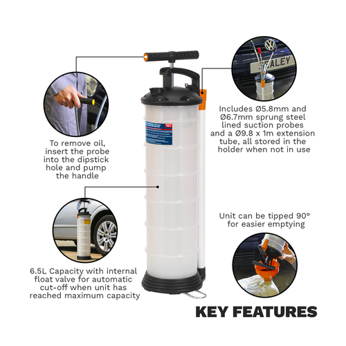 Manual Vacuum Oil & Fluid Extractor Pump 6.5L