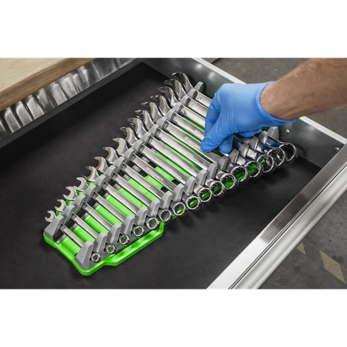 Premier Reversible Spanner Rack 16pc - Hi-Vis Green