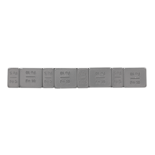 Plastic Coated Zinc Plated Adhesive Wheel Weight 5/10g Strip of 8 (4 x Each Weight) - Pack of 100
