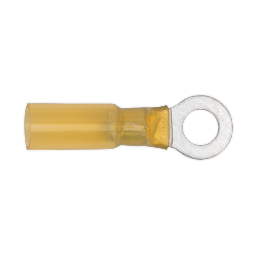 Heat Shrink Ring Terminal 6.4mm, Yellow - Pack of 25