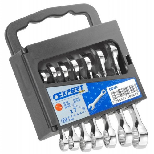 Britool Expert 7 Piece Stubby Combination Wrench Set 10 - 19mm (Plastic Rack)