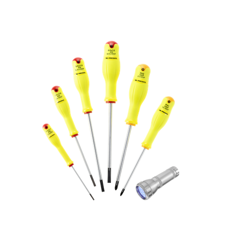 FACOM - Set of 6 PROTWIST® screwdrivers - FLUO + 1 12-LED UV lamp - ANP.J6F ANP.J6F