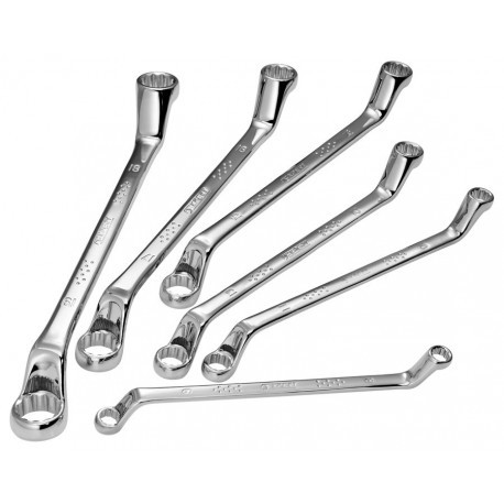 Britool Expert - 6 Piece 12 Point Offset Double Box End Metric Wrench Set 8 - 19mm (Plastic Rack) - E111708