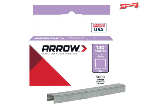 Arrow - T30 Staples 306IP 10mm (3/8in) Box 5000