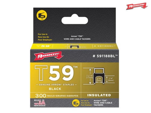 Arrow - T59 Insulated Staples Black 6 x 8mm Box 300