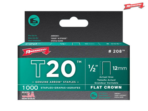 Arrow - T20 Staples 12mm (1/2in) Box 1000