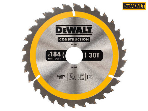 DEWALT - Construction Circular Saw Blade 184 x 30mm x 30T