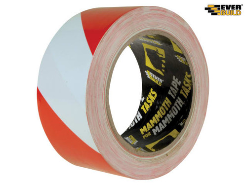 Everbuild - PVC Hazard Tape Red / White 50mm x 33m