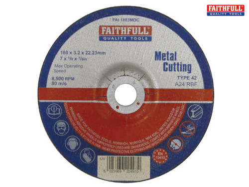 Faithfull - Depressed Centre Metal Cut Off Disc 180 x 3.2 x 22mm