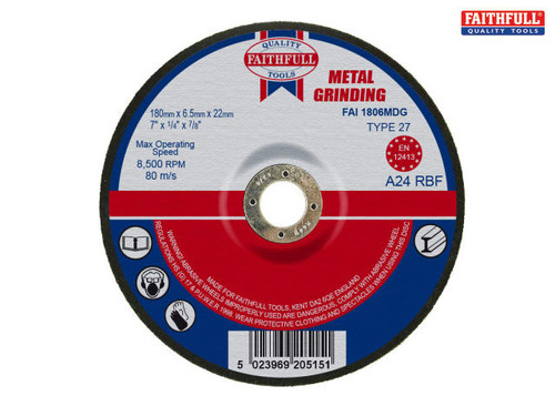 Faithfull - Depressed Centre Metal Grinding Disc 180 x 6.5 x 22mm