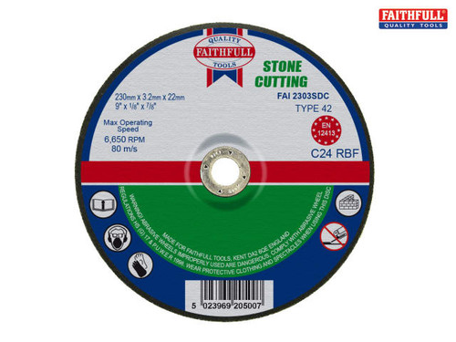 Faithfull - Depressed Centre Stone Cut Off Disc 230 x 3.2 x 22mm