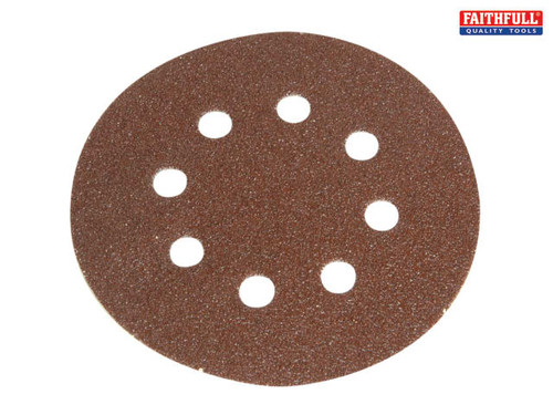 Faithfull - Hook & Loop Sanding Disc DID3 Holed 125mm Medium Fine (Pack of 5)
