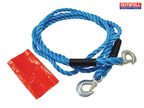 Faithfull - Tow Rope 4m Metal Hooks 2 Tonne